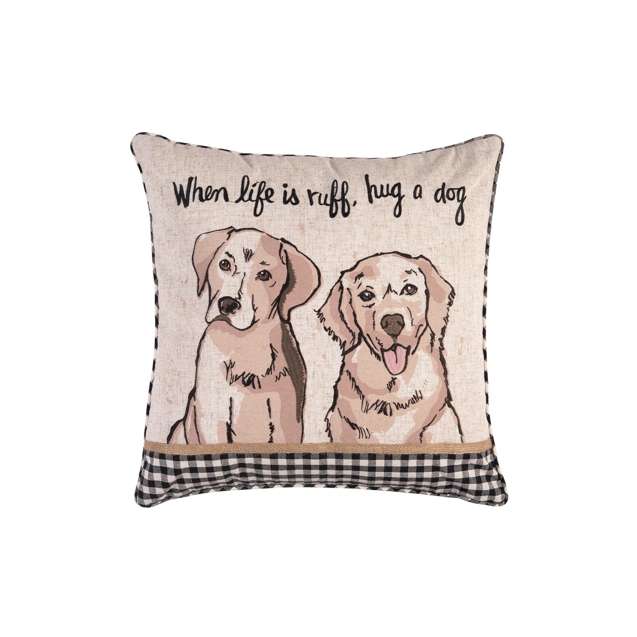 18" x 18" Home Is Where The Dog Is Applique & Embroidered Throw Pillow